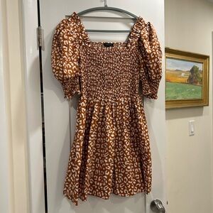 Leopard Print Puff Sleeve Dress